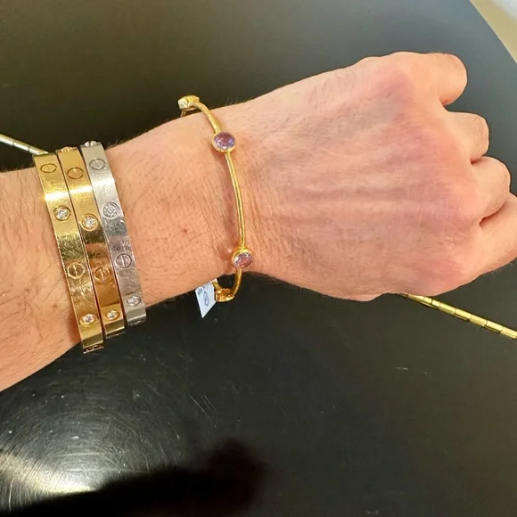 JULIE VOS AUTHENTIC RARE LUXURY MINIMALIST RETRO SUMMER SPRING AMETHYST BANGLE - Picture 6 of 17
